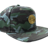 Capital Gains Men's Streetwear Snake Embossed Leather Green Camo Hat Adjustable Strap Back Cap